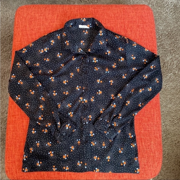 VTG 60’s 70’s Atomic Polyester Groovy Button Down Blouse - Picture 3 of 11